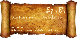 Szalisznyó Borbála névjegykártya